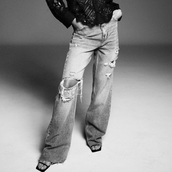 Zara Denim - Zara Basic Denim Z1975 RELAXED FIT RIPPED JEANS